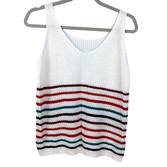 Emery Rose V-Neck Striped Sweater Tank Size Medium - Picture 1 of 7
